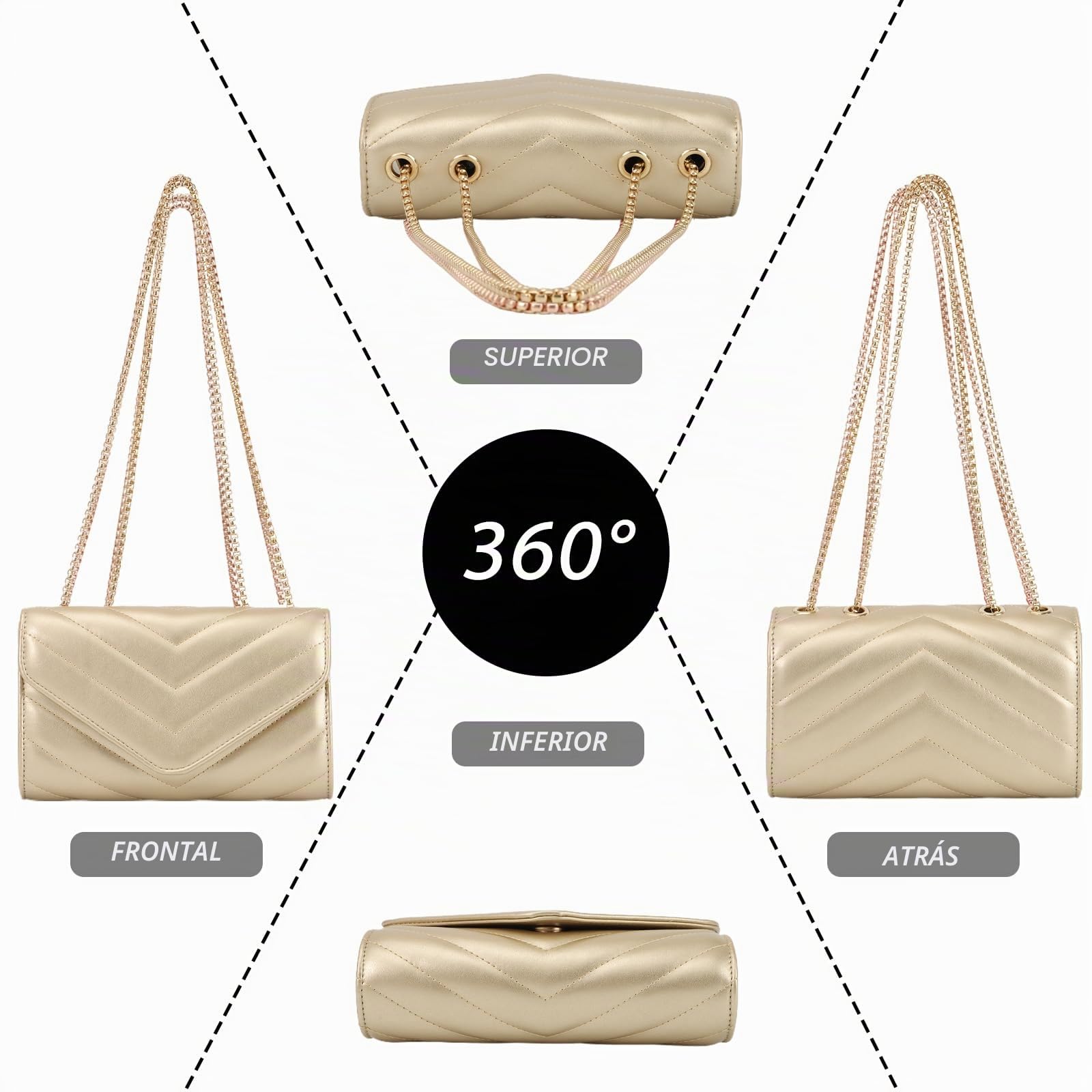 Bolsos de Piel de PU para Mujer Elegante Bolso de Noche de Diseño Monederos de Embrague Bandoleras Acolchadas Pequeñas