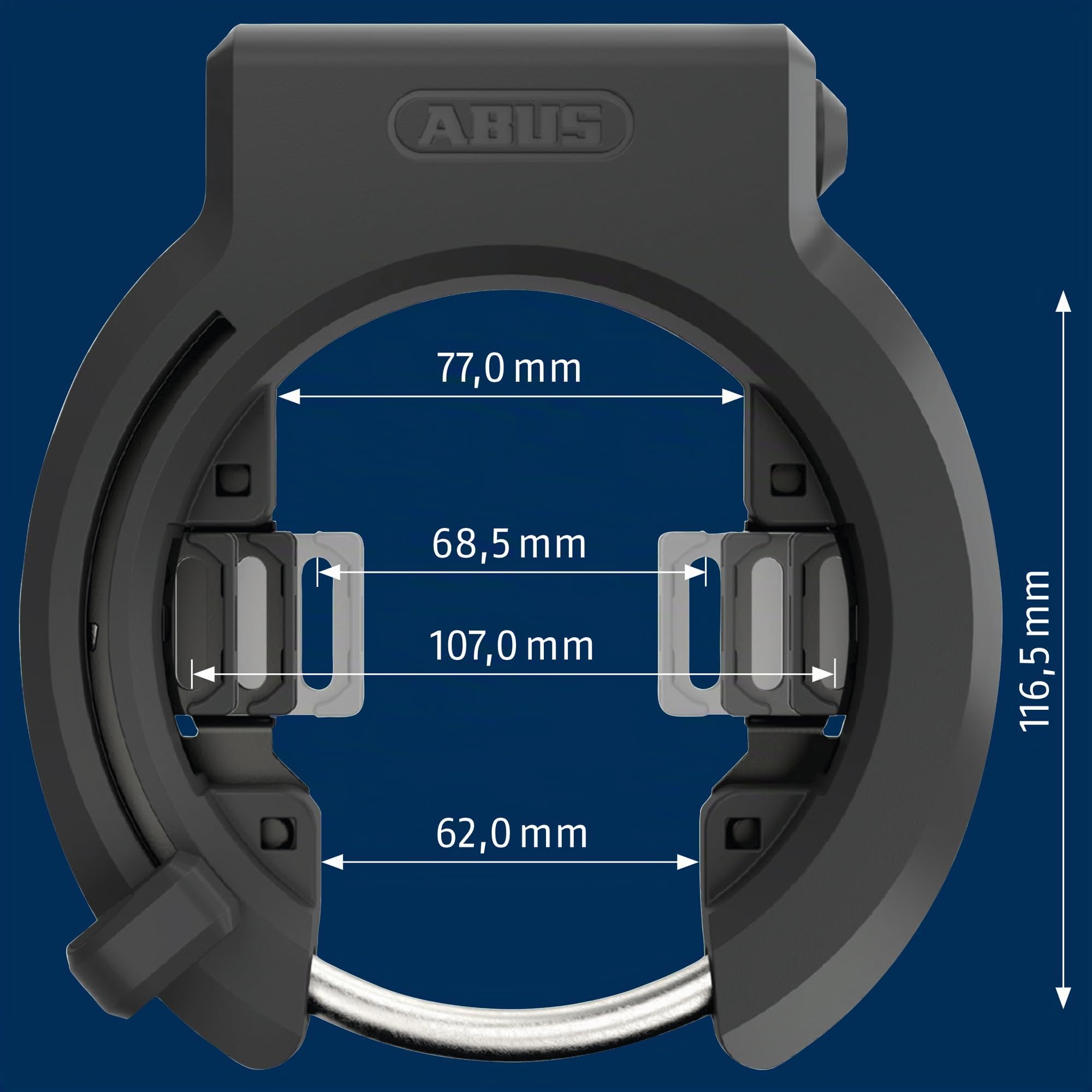 ABUS blocco telaio 6950m xplus™ granit™, per tutti i telai di bicicletta più comuni, regolabile universalmente, immobilizzatore per biciclette, variante nr