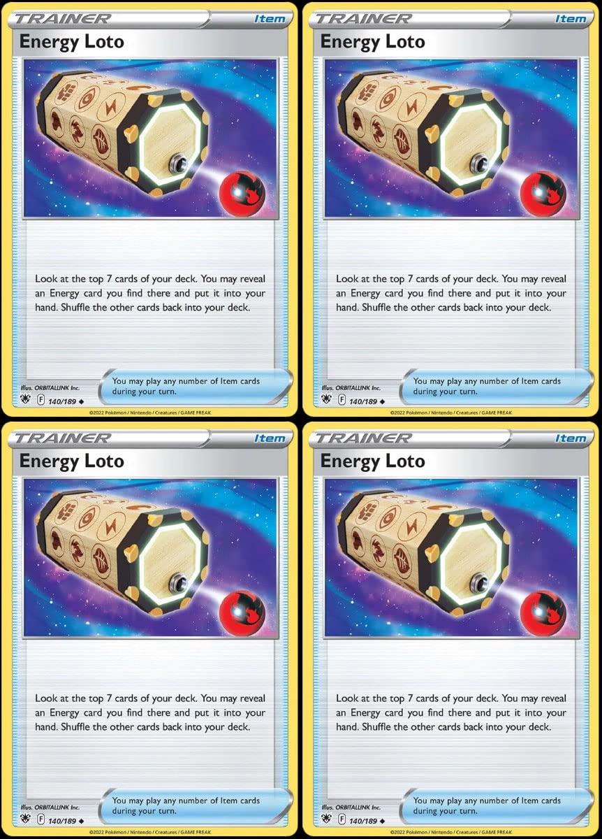 Amazon.com: Energy Loto 140/189 - Lote de cartas de entrenador Pokemon  Astral Radiance - x4
