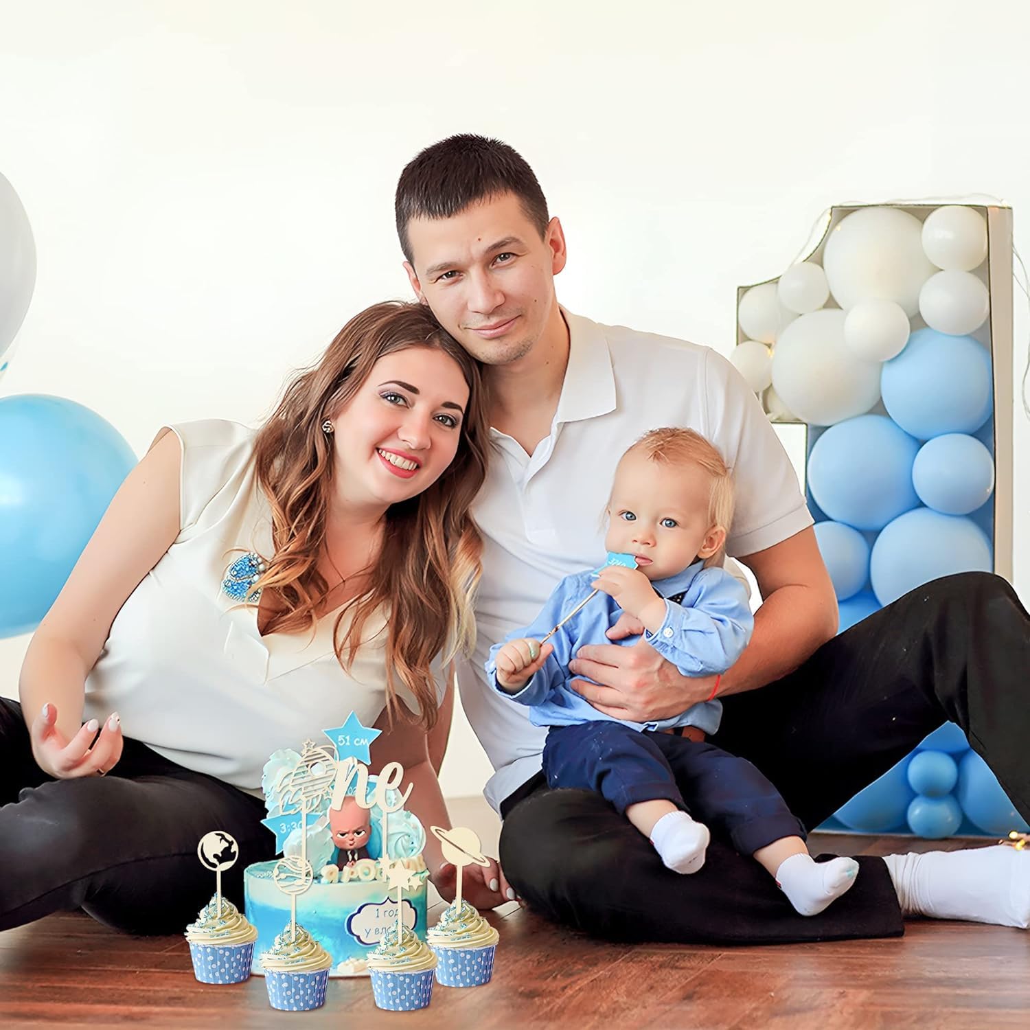 Haooryx Weltraum Holz Cake Toppers – 5-teiliges Set Mit Rakete & Planeten