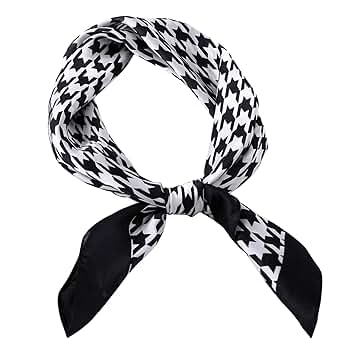 GERINLY Simple Houndstooth Print Neckerchief Soft Head Scarf