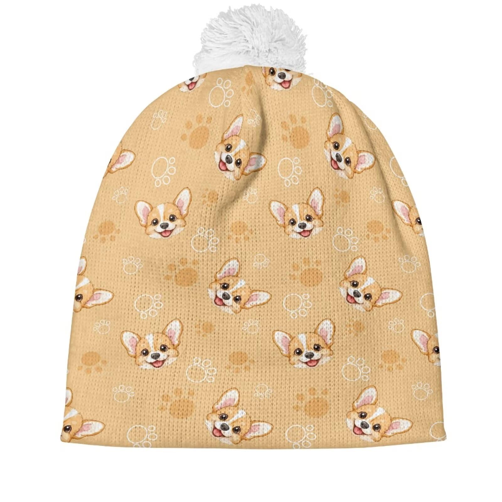 Yruonazao Corgi Hat for Kids Unisex Winter Hat Baby Girl Winter Hat Cute Beanies with Ball Playful Winter Hat for Baby Girl Warm Travel Essentials Ski Hat Christmas Hat