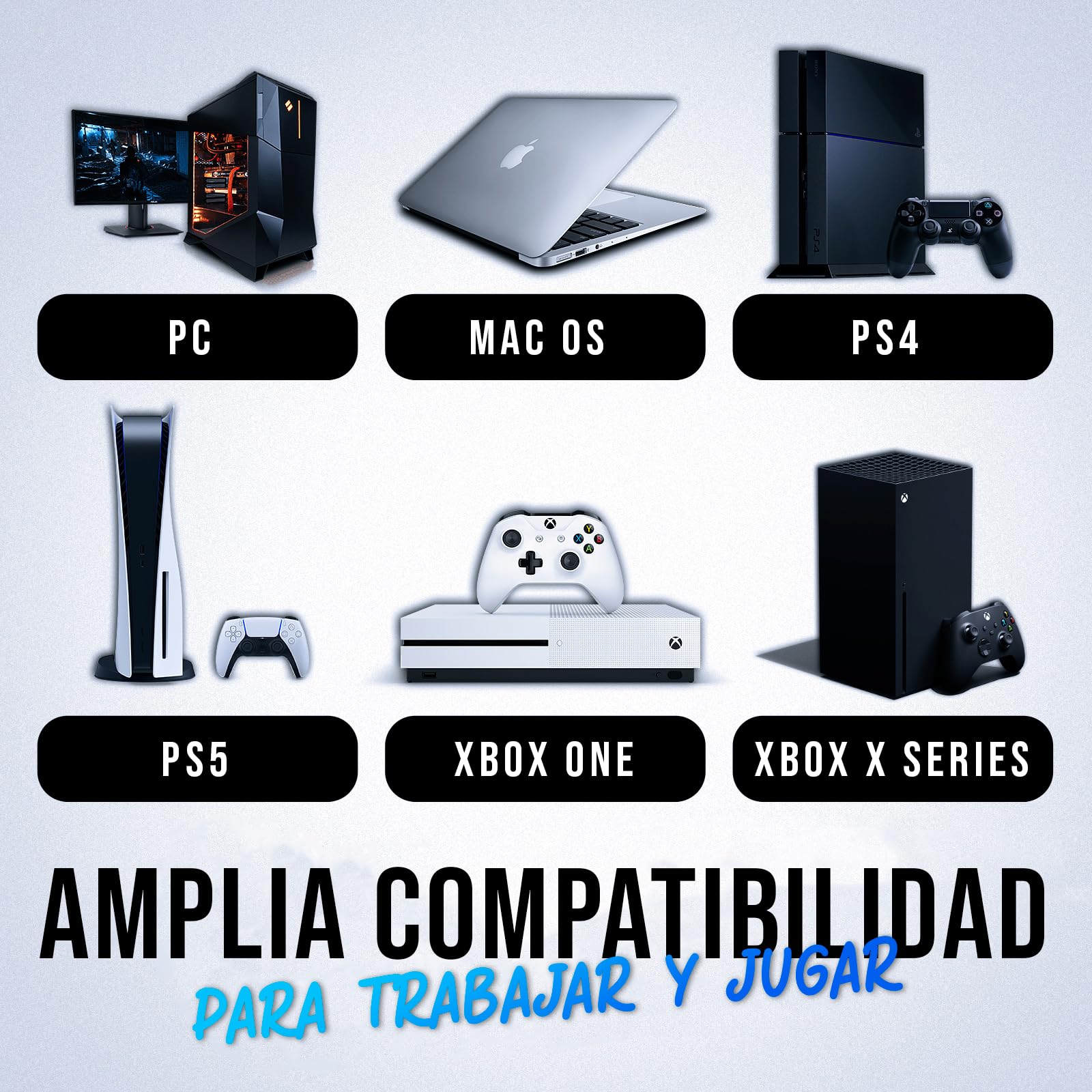 KLIM™ Chroma Spain Tastiera Gamers QWERTY Wireless - Ad alte prestazioni - Tastiera senza fili illuminata Cromatica Gaming Nero RGB PC Windows Mac PS4 Xbox One [ Nuova Versione]