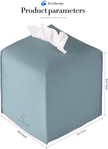 Miniatura 5 de Funda cuadrada para caja de pañuelos de piel sintética, moderna funda de pañuelos facial, dispensador organizador de papel facial, 5 x 5 x 5