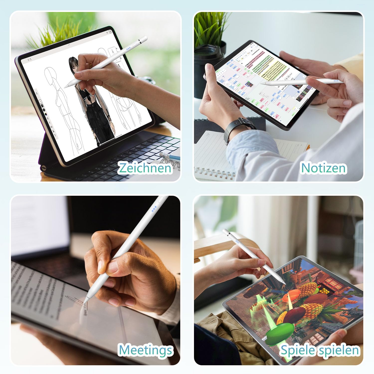 Pencil 1. Generation für Apple iPad, iPad Stift Mit Magnetische drahtlose Aufladung &Neigungssensitivität und Palm Rejection, Pencil USB C für iPad A16 11-6, Air 7/6/5/4/3, Pro M4/M3/M2, Mini 5/6