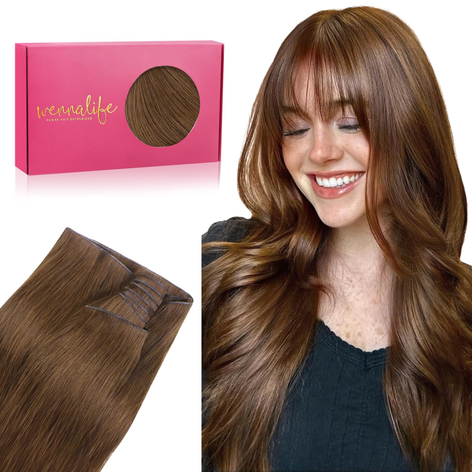 WENNALIFE Nanoring Extensions Echthaar, 50g to 60g 50s to 100s 35cm to 60cm Nano Utip Micro Tressen Ring Weft Extensions Echthaar für Frauen Invisible Nanoringe Haar Extensions