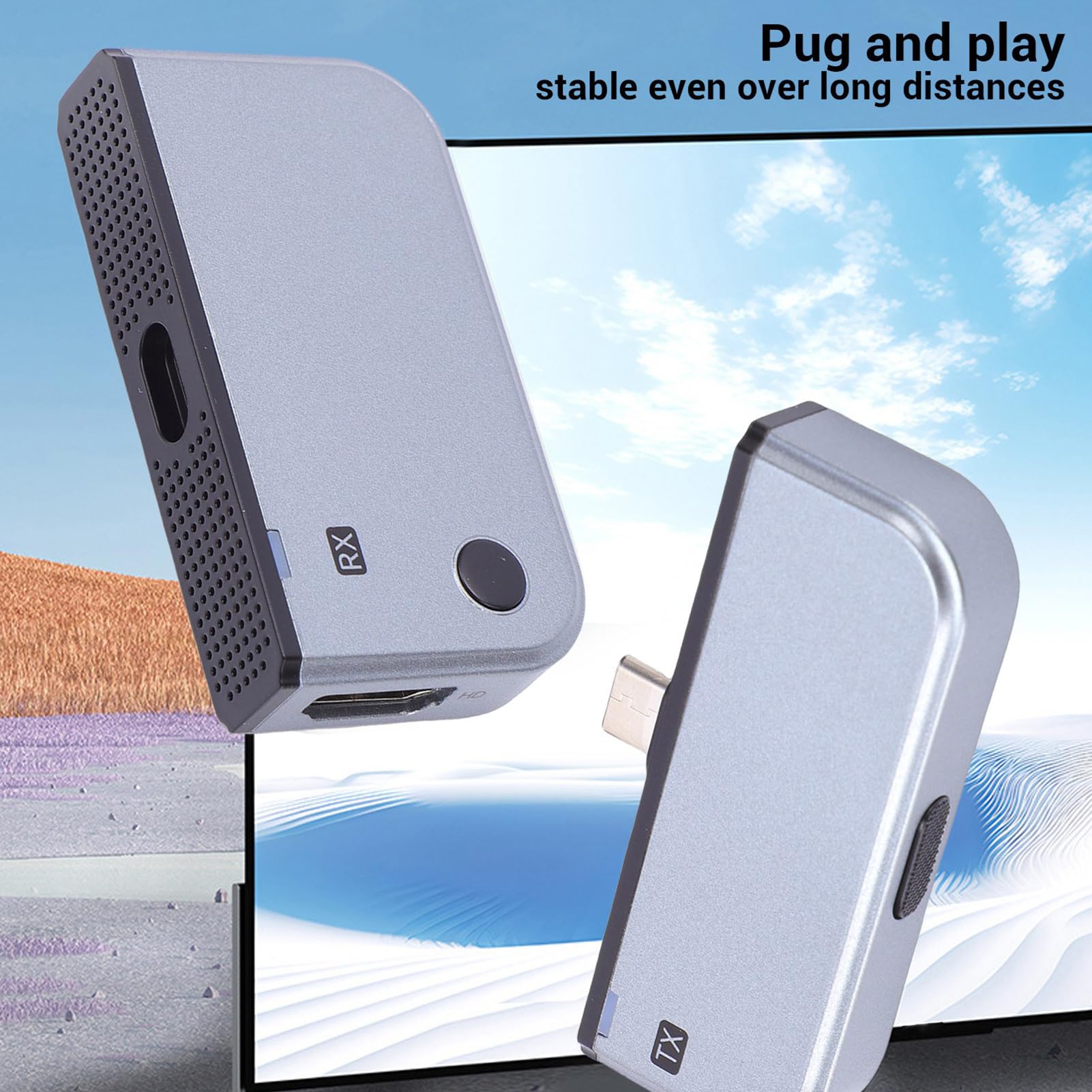 Bezprzewodowy Nadajnik i Odbiornik HDMI, Dekodowanie 5G 2,4G 4K Wejście 1080P Typ Wyjścia C 164FT Plug & Play do Laptopa/Aparatu/Telewizora do Monitora/Projektora /