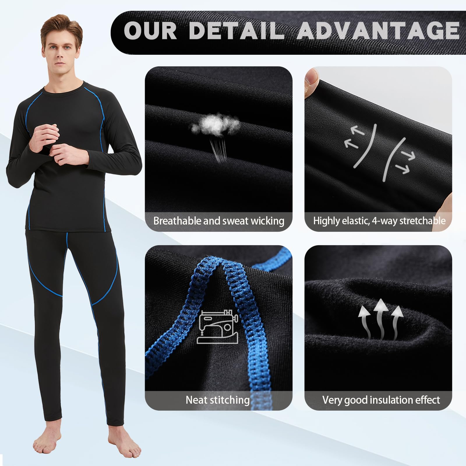 ZDQ Intimo Termico Uomo Set Intimo Invernale da Sci Intimo Funzionale Traspirante Biancheria, Taglie S-XXL