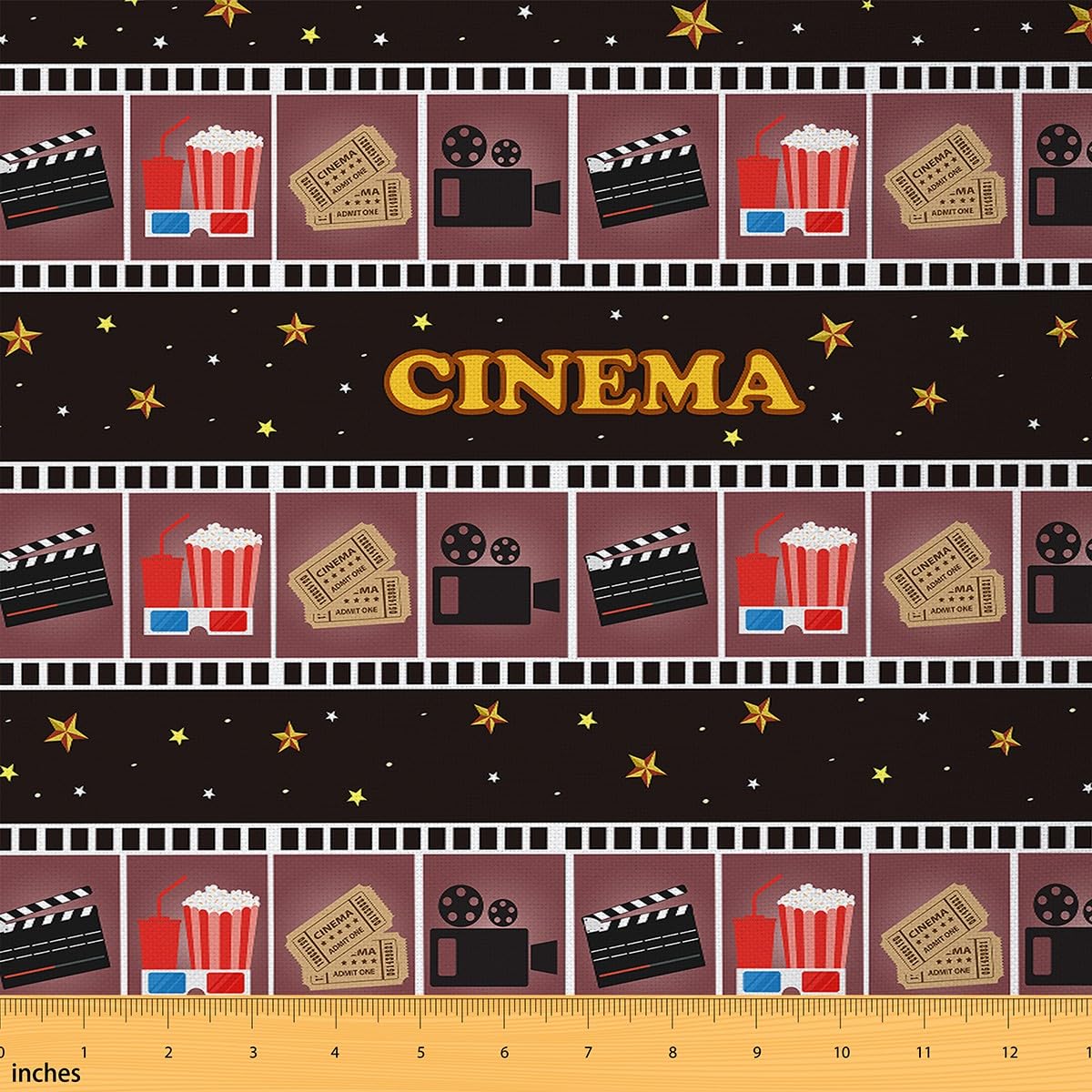 Cinema Waterproof Outdoor Fabric Movie Theater Fabric by The Yard Kids for Kids Women Men Movie Time Upholstery Fabric for Chairs Popcorn Reupholstery Fabric 2 Yards (L184*W150cm)