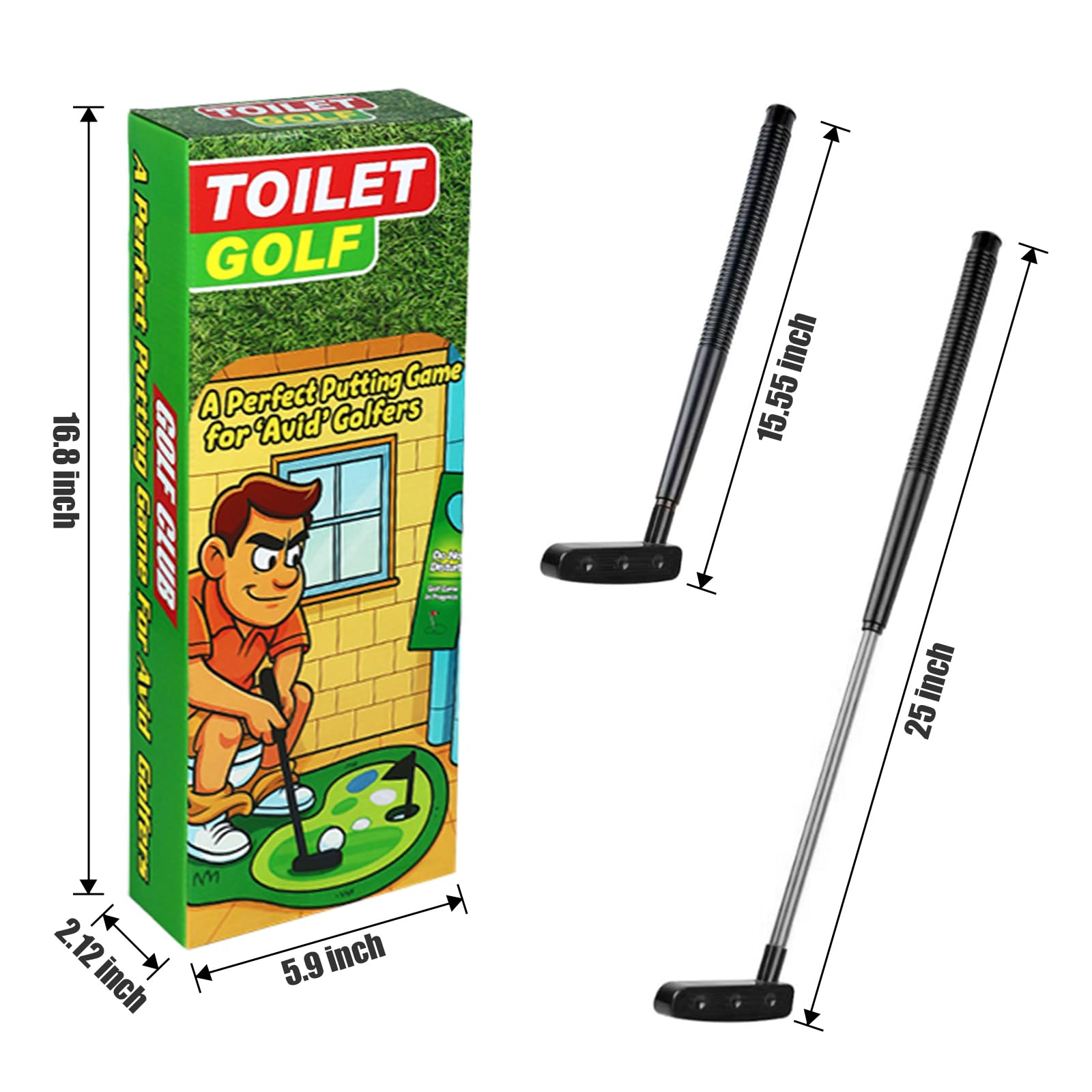 Toilet Golf Game, Mini Golf That Can Be Played in The Bathroom - Wonderful Toilet Time, Gag Gifts,Funny White Elephant Gift, Prank Gift for Dad Husband, Boyfriend, Men