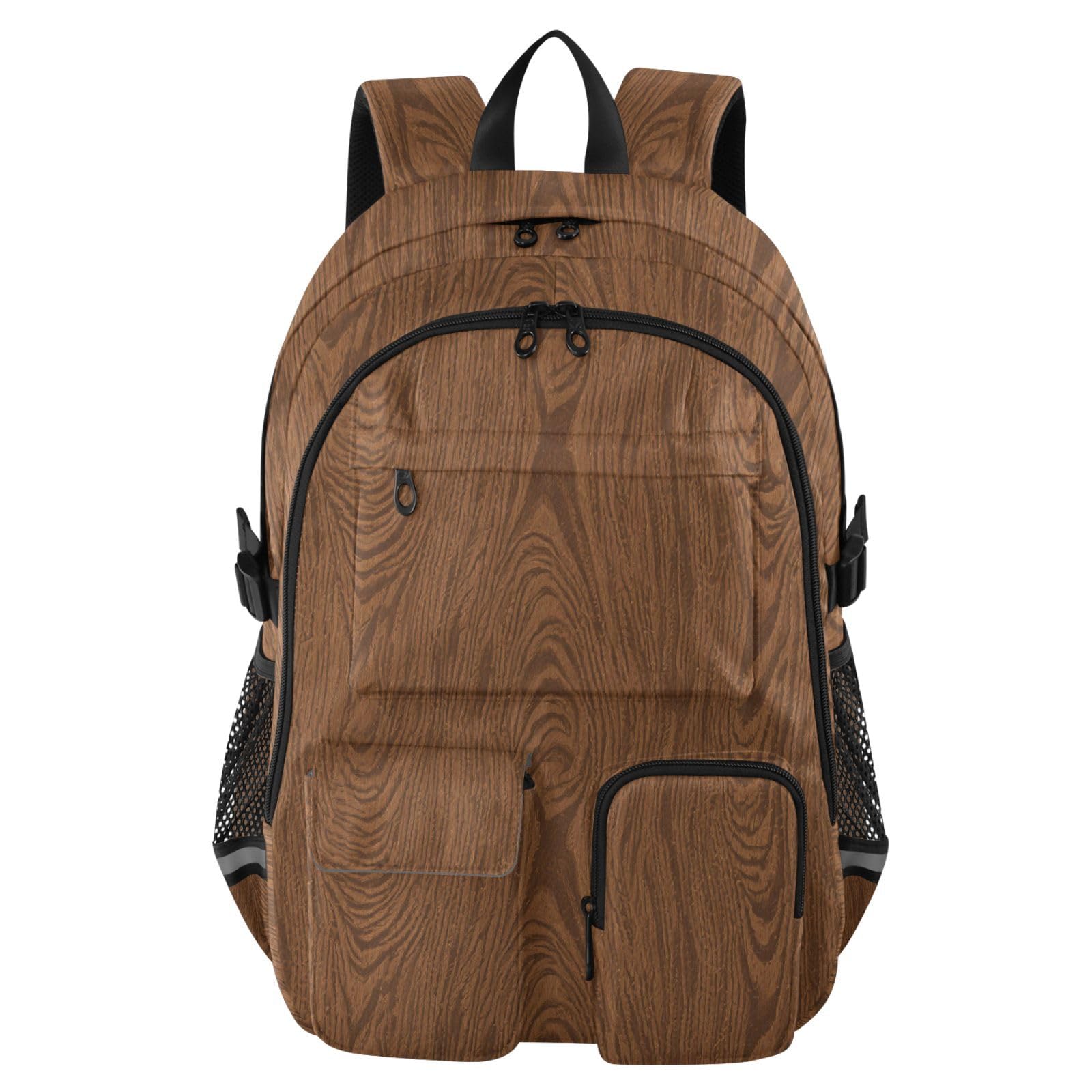 Sac à dos de voyage pour homme - Grain de bois marron - Vintage - Pour le travail, l'école, l'école - 44,5 cm - Sac à dos léger et décontracté