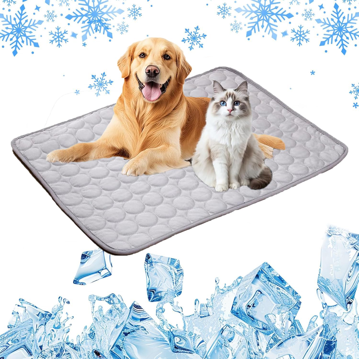 Pet Cooling Mat for Dogs & Cats - Cooling Mat Self Cool Pad for Dog and Cat, Washable Portable Pet Coolings Pad for Dogs & Cats Sleeping Mat for Home & Outdoor Car Seats (Gray, 50 * 60cm)