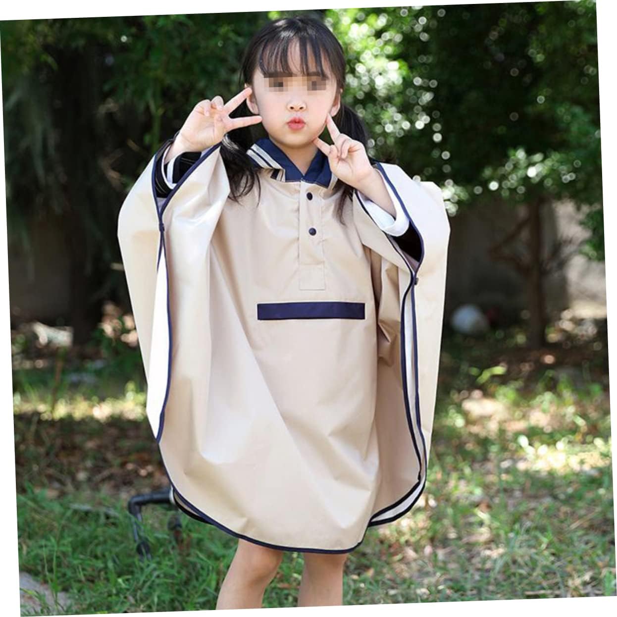 COSMEVIVI Raincoat for Boys and Girls Girls Rain Poncho Hood Waterproof Fashion Pattern Size l