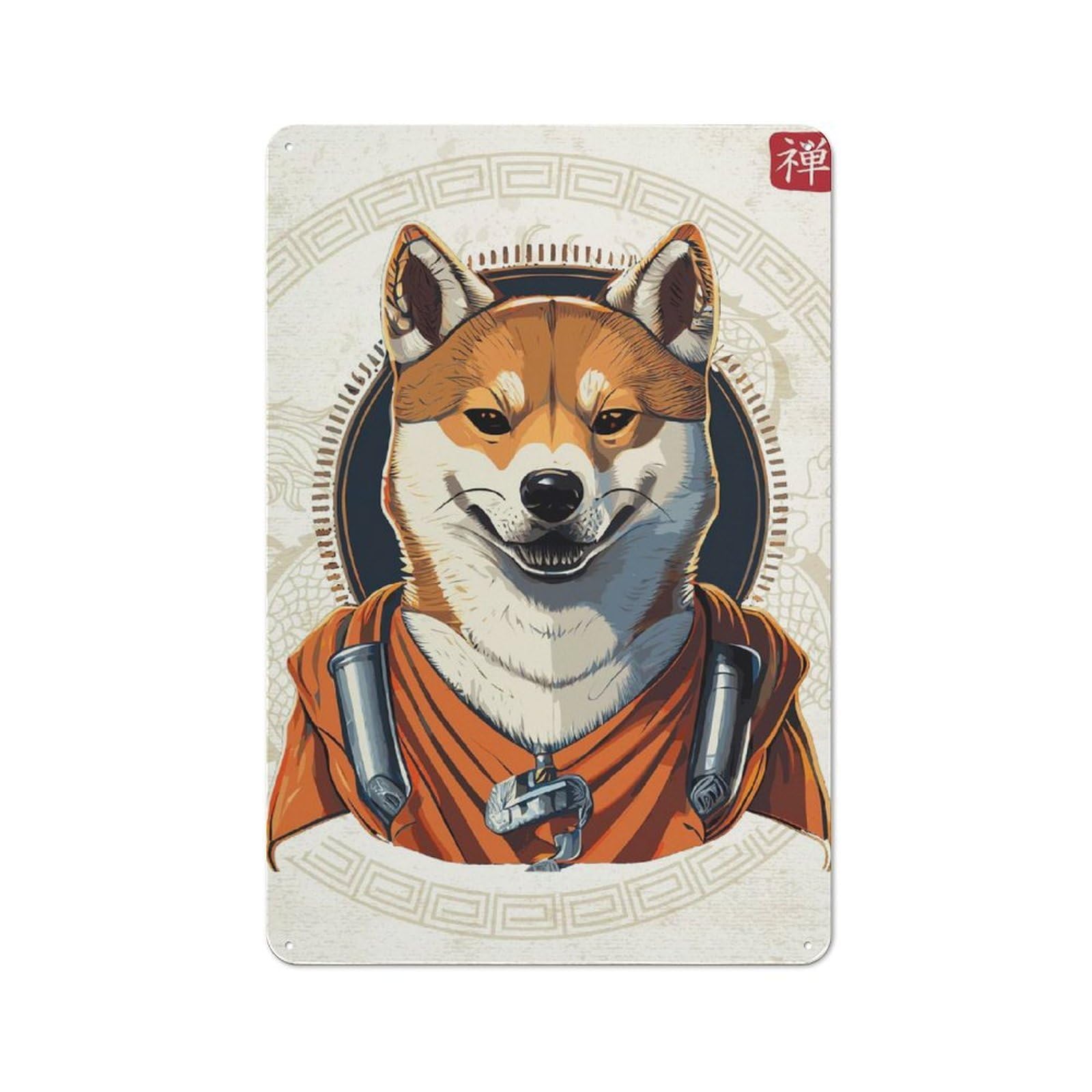 Classic Japanese Shiba Inu Design Metal Gift Sign 30x20cm, Small Space Decor for Home, Shop, Pub Or Studio Wall