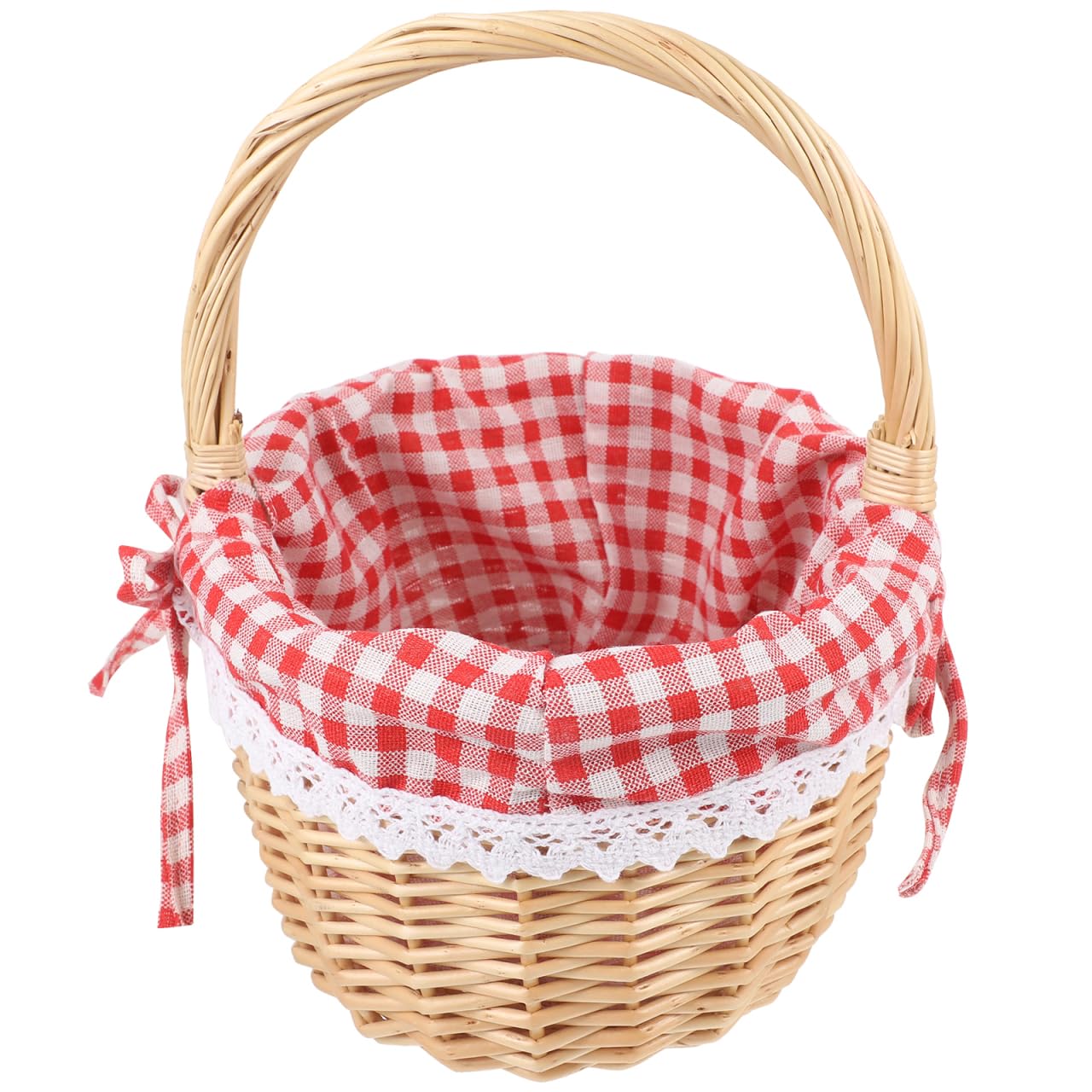 DEARMAMY Panier En Osier Naturel Avec Poignée Et Doublure - Panier Pique-Nique, Œufs De Pâques 26x20x28 Cm