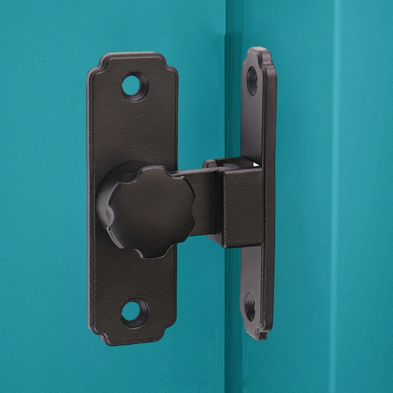 Sliding Door Lock Gate Latch Lock Stainless Steel Heavy Duty Hasps Lock Front Door Locks for Outdoor Bathroom Entrance, Short Black