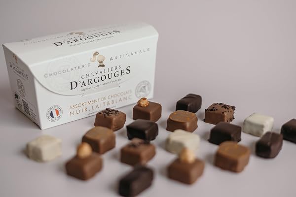 Chevaliers d'Argouges - Assortiment de chocolats noir, lait, blanc - Ballotin dégustation - 175g - 5