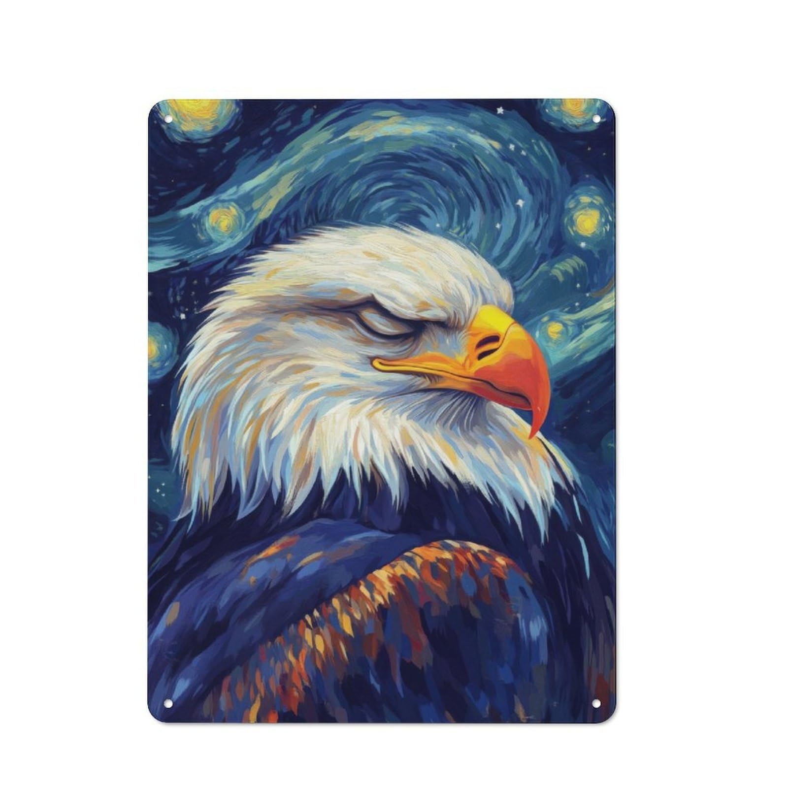 Junmoney Eagle In Starry Night Retro Tin Sign 40X30cm Featuring For Bar Or Restaurant, For Metal Sign Collectors, For Garage And Workshop Walls