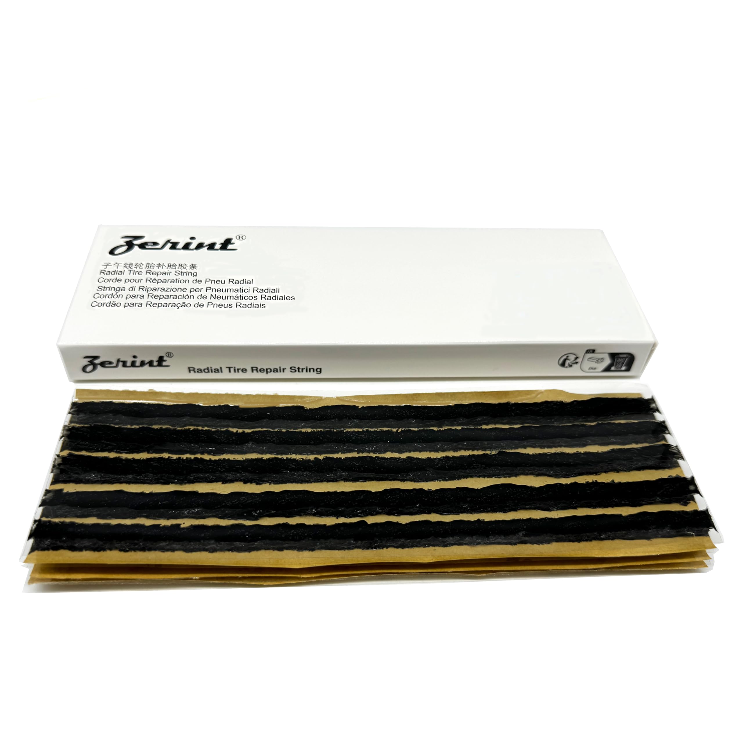 ZERINT TS-260D15 Tyre Repair Plugs 15PCS, Self Vulcanizing Tyre Rubber Strips 6 x 200 mm for Tubeless Tyre Puncture Repair (Black)
