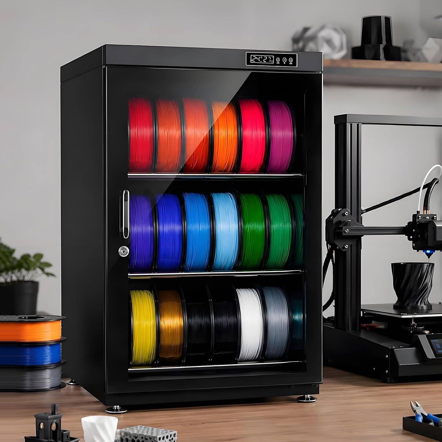 Boîte de Séchage Filament 3D, Armoire Anti-Humidité pour Filaments 115L