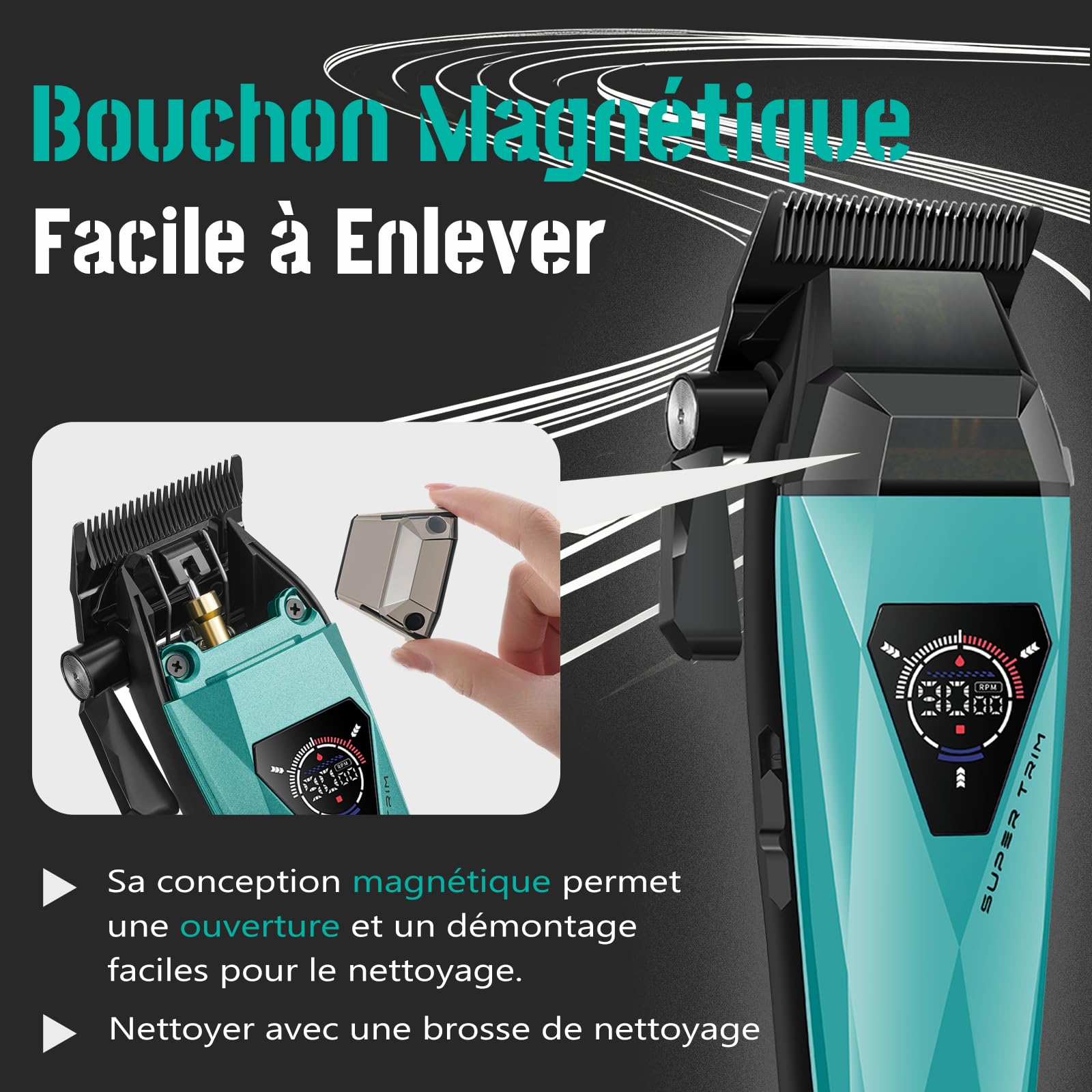 VGR 877S3 Set de Tondeuse Cheveux Hommes Professionnel, Station de Charge