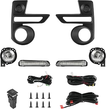 Full LED Fog Light Assembly Fit for 2020 2021 2022 Toyota Raize Front Bumper Fog Lamp Kit With Functions Wire Harness Bulbs Cover Bezels With DRL and Daytime Running Light