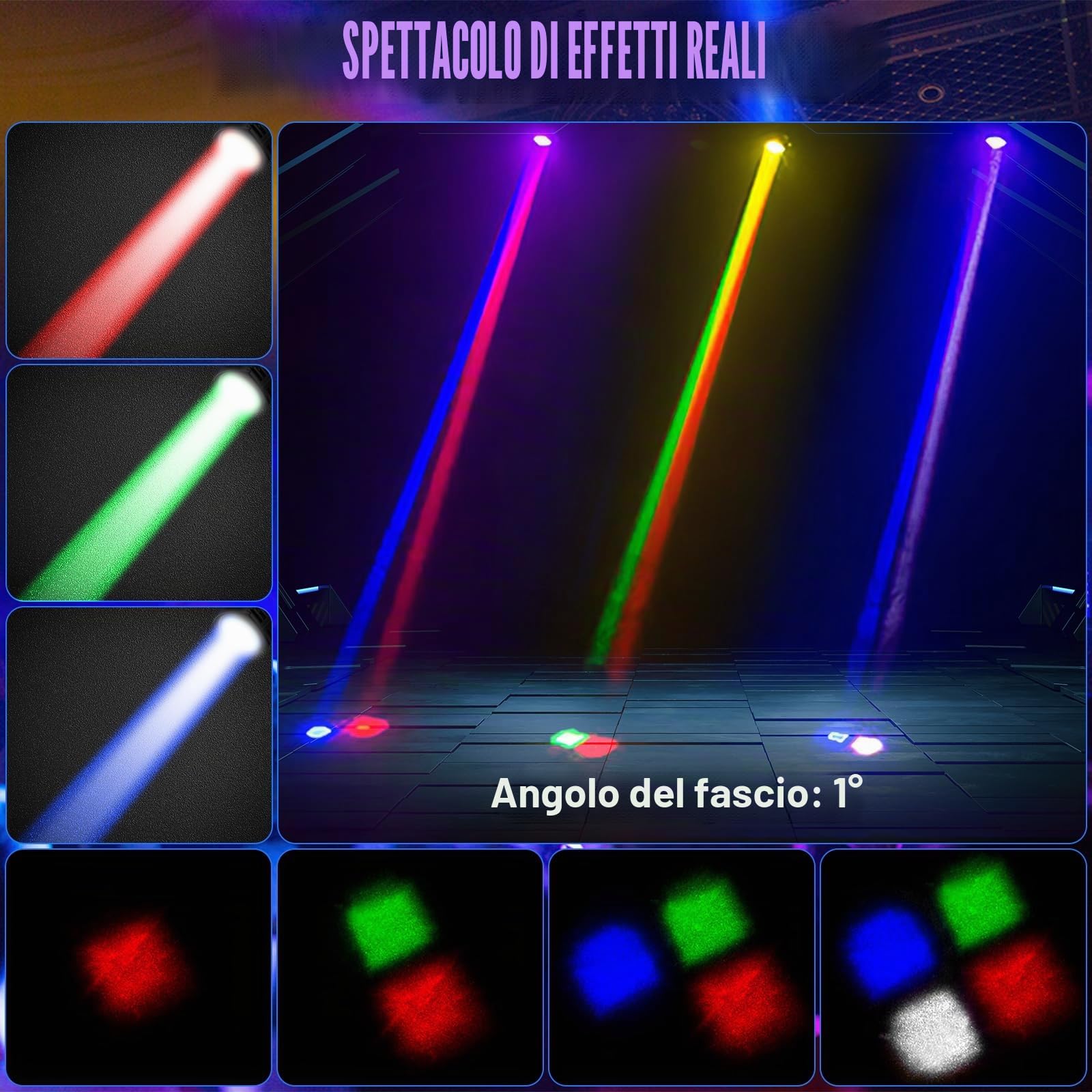2 Pezzi Teste Mobili Moving Head Beam d-mx512 Luce da palcoscenico RGBW Luci Discoteca Effetto con Modalità di Controllo del Suono e Automatica Luci Palco per Bar Christmas Halloween