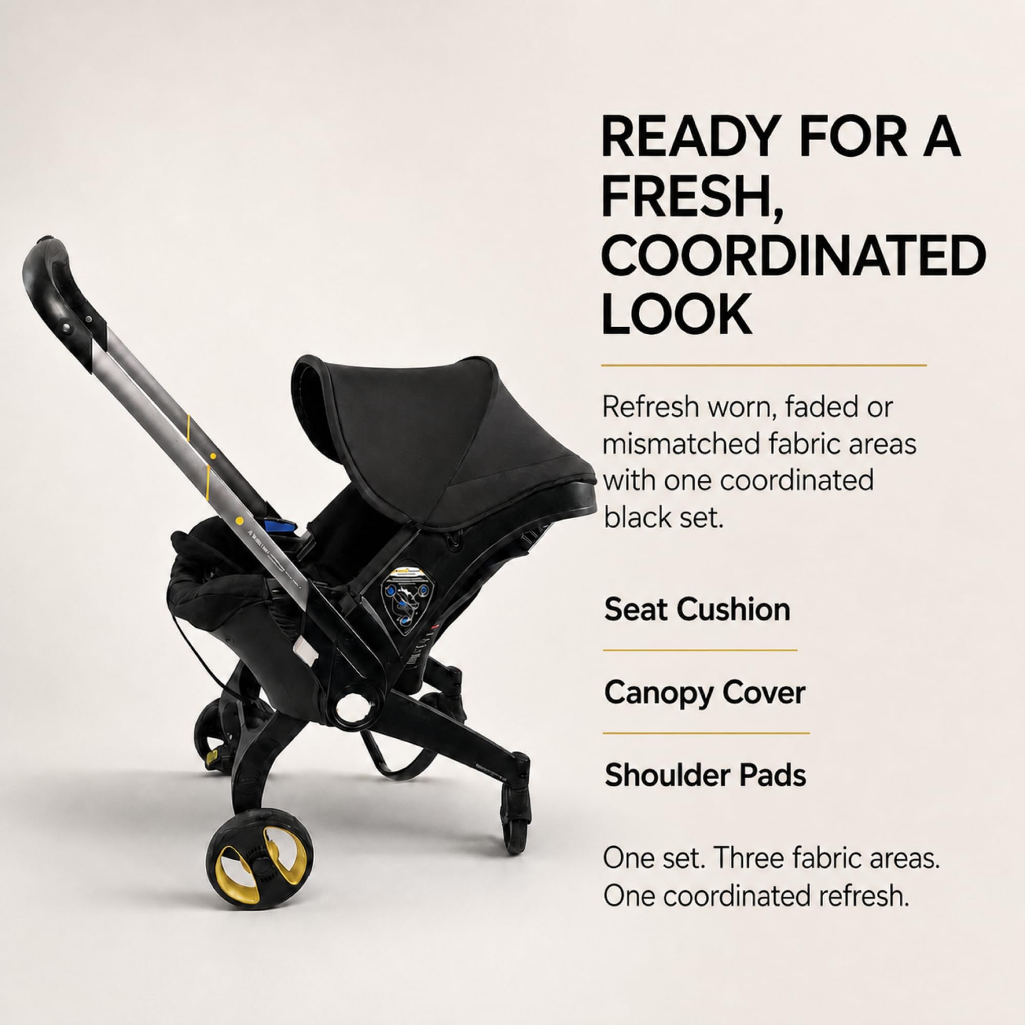 Set tessuto di ricambio 3 in 1 compatibile con Doona+, nero