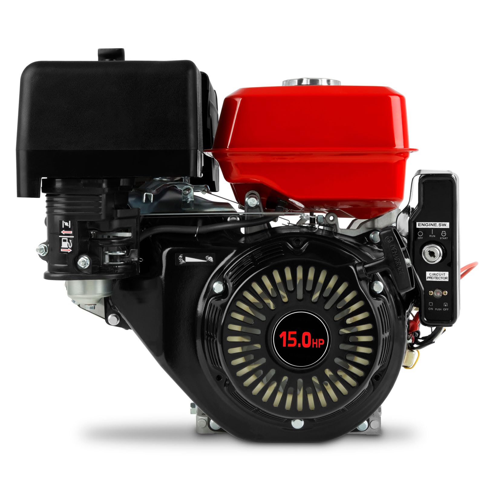 EBERTH 15 CV Motor Térmico de Gasolina Motor de Kart con Reductor 2:1, Eje de 25 mm Ø, Arrancador Eléctrico, Seguridad contra Falta de Aceite, 4 Tiempos, 1 Cilindro, 420 CC Cilindrada