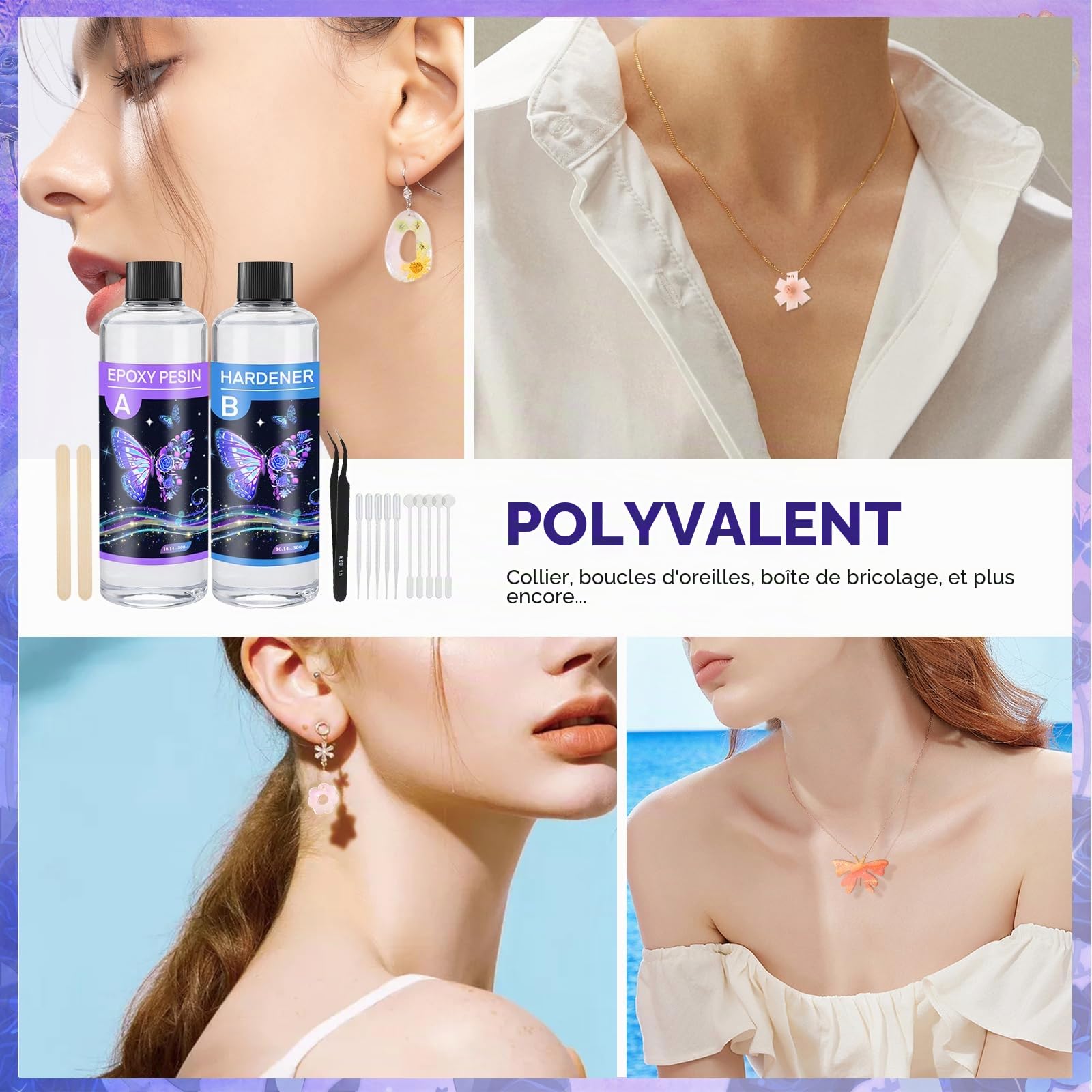 Résine Époxy Transparente 600ml - 1: 1 Ratio Revêtement en résine époxy cristalline,Resine Epoxy Kit pour bois,bar,table, fabrication de bijoux,l'artisanat, la fabrication de bijoux