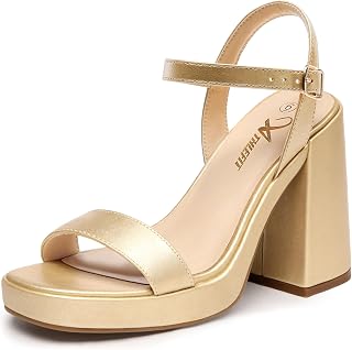 Women's Platform Chunky Heels Ankle Strap Open Toe Block Heeled Sandals Wedding Prom Pumps Heels
