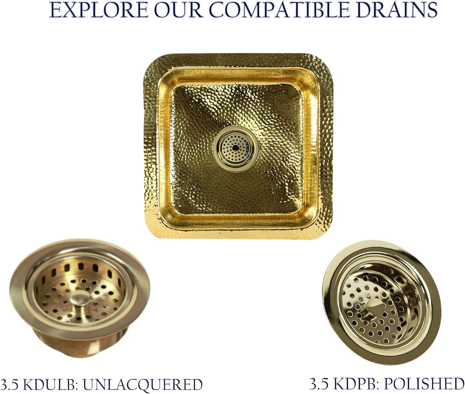 Nantucket Sinks Brass Bar Sink – 16.6" Small Kitchen Sink, Handmade, Hammered, Unlacquered, for Wet Bar or Prep Area, Square, Single Bowl, Sturdy – SQRB-7 Brightwork Collection