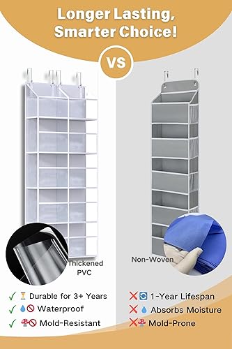 Miniatura 9 de Organizador de puerta con 5 estantes, organizador de puerta colgante con 10 bolsillos, almacenamiento detrás de la puerta, organizadores y