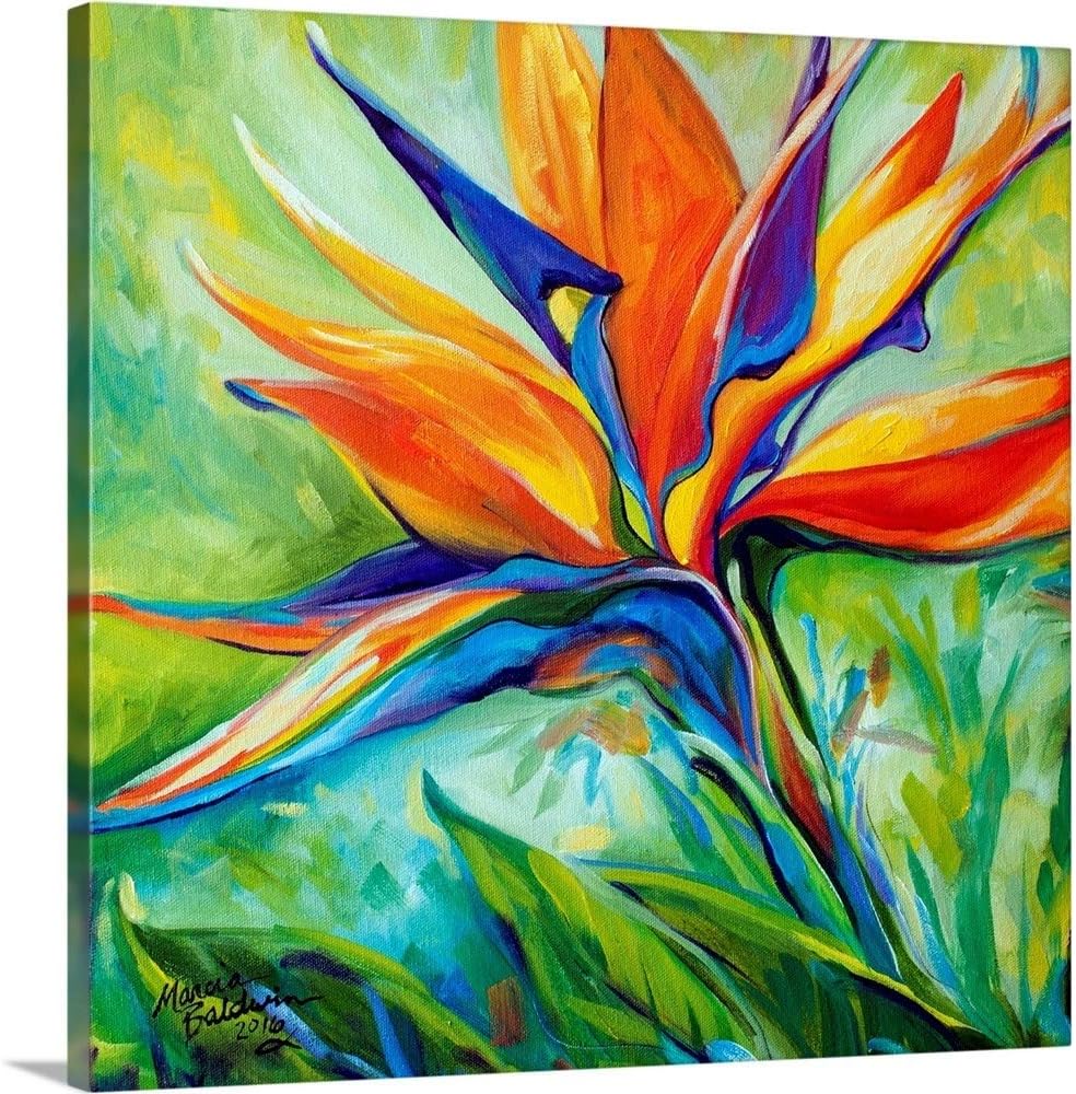 CANVAS ON DEMAND Blessed Day Bird of Paradise Canvas Wall Art Print by Marcia Baldwin, Abstract, Contemporary, Home Decor, Bird Artwork,16" x16in