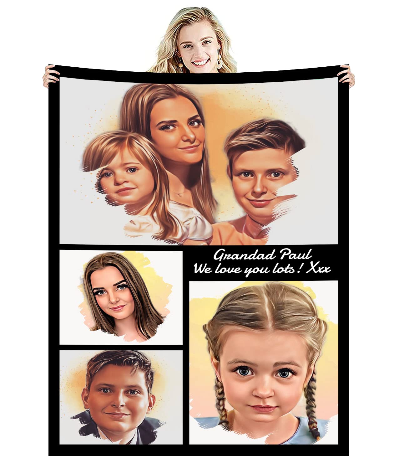 Zmkar Manta Personalizada con Foto Texto, Mantas Adulto bebé Personalizadas Regalos para Papá, Mamá, Niños, Amigos y Amantes, Navidad San Valentín Cumpleaños Regalo (80x120cm, 4 Fotos)