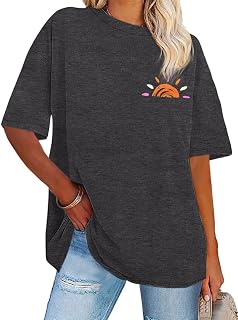 Womens Oversized Tshirt Graphic Tees Crew Neck Summer Short Sleeve Tops | Rosemia Diverse of Patterns Shirts, Loose Fit Tee Plus Size Tops, Workout Outfit Vocation Wearing, Maternity Clothes 2026