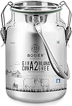 ROSIER A2 Gir Cow Ghee, Traditional Bilona Method, Pure, Natural and Healthy Ghee (2LTR Steel Dolchi)