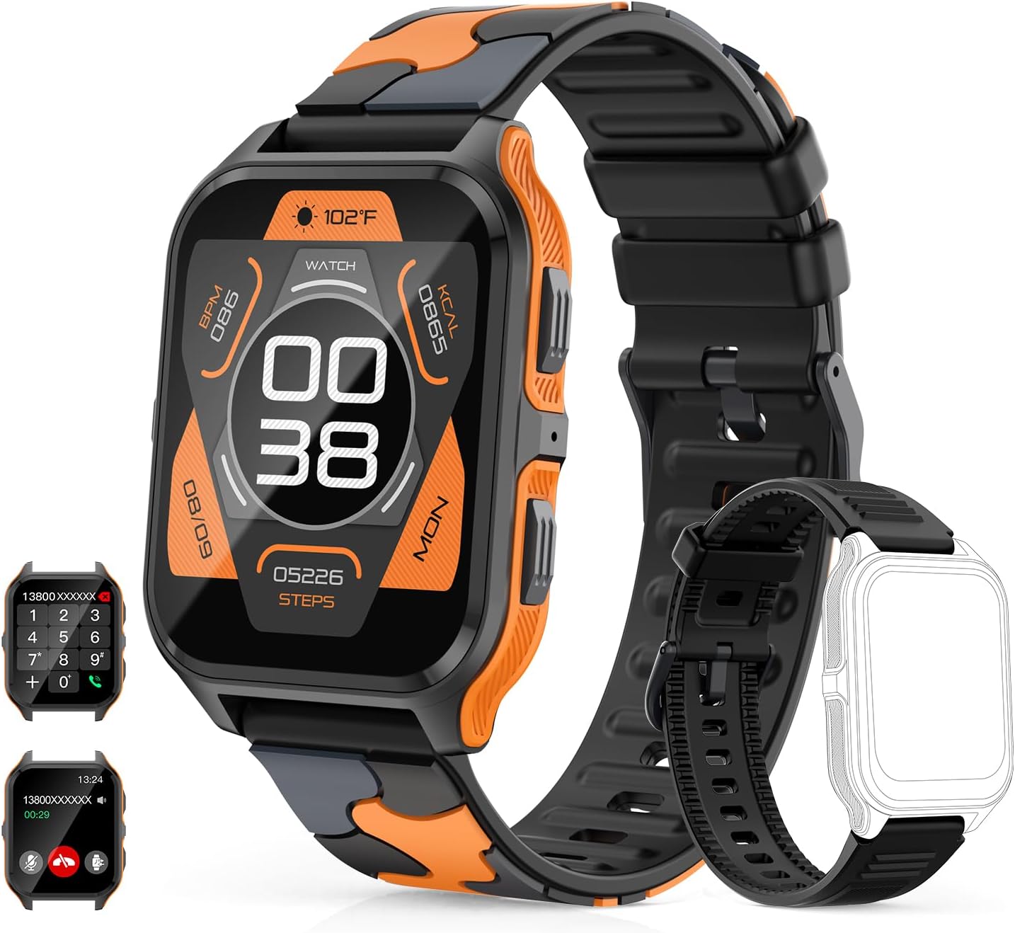 Montre Connectée Pour Homme – Appels Bluetooth , Montre De Sport étanche Avec Moniteur