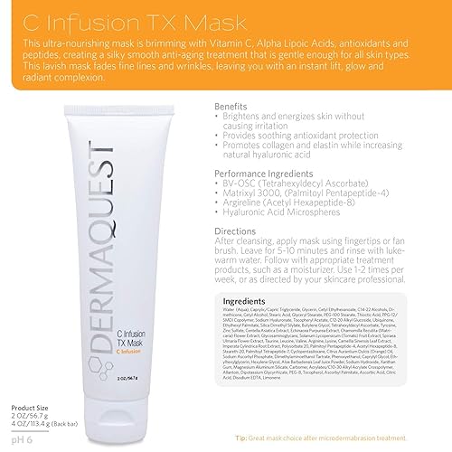 Miniatura 5 de DermaQuest C Infusion TX - Mascarilla facial antienvejecimiento con vitamina C, iluminadora y energizante, minimizadora de poros, para mujeres y