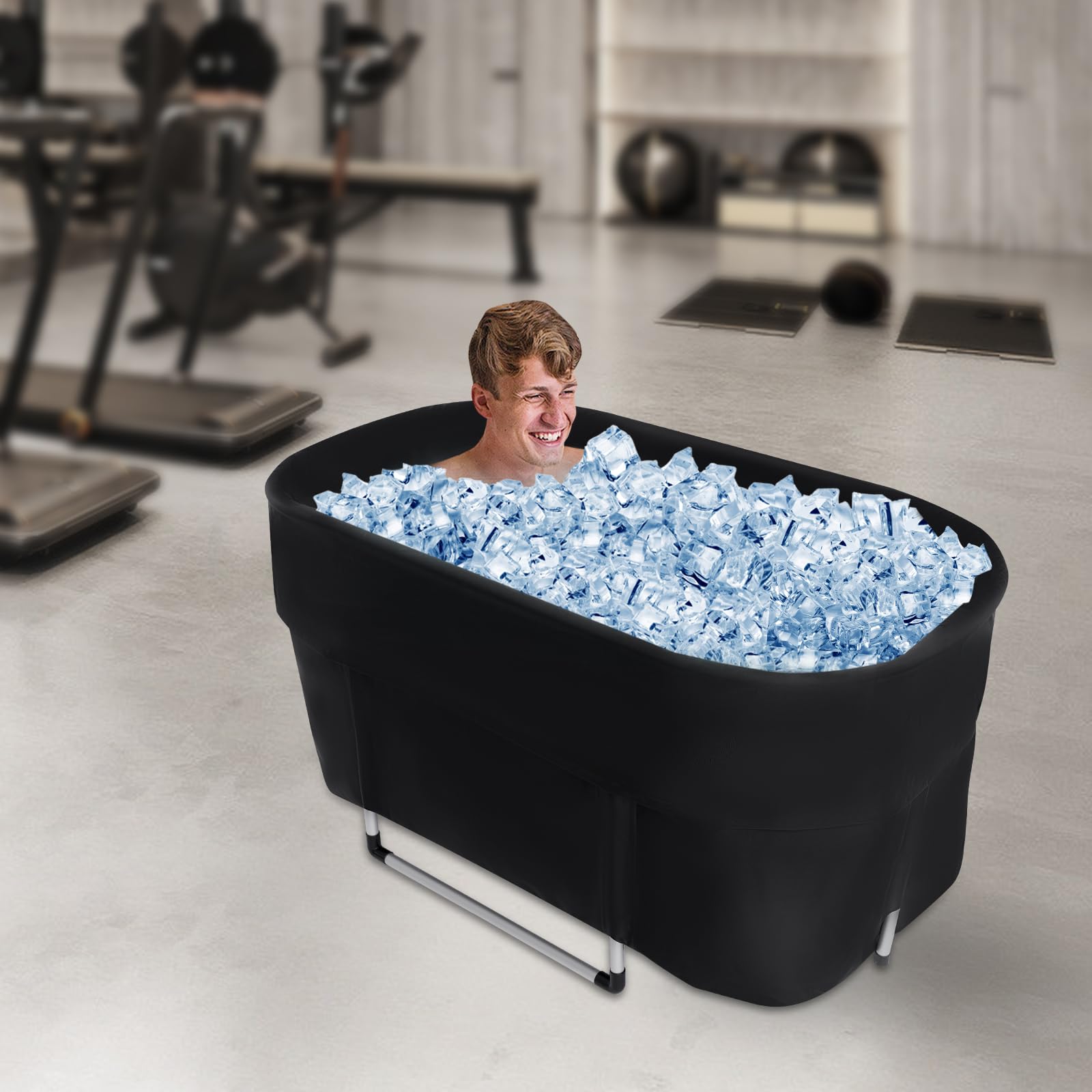 Vasca da bagno pieghevole per adulti, 115 x 57 x 55 cm, isolata con isolamento a 6 strati, per attività all'aria aperta, per atleti