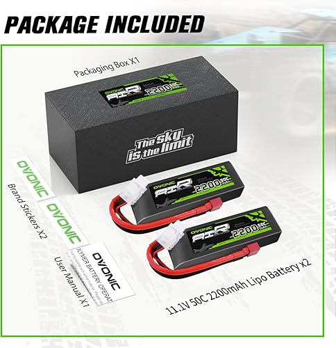 Miniatura 6 de OVONIC Batería Lipo 3S 50C 2200mAh 11.1V Lipo batería con conector T estilo Dean para aviones RC cuadricóptero, helicóptero FPV Drone