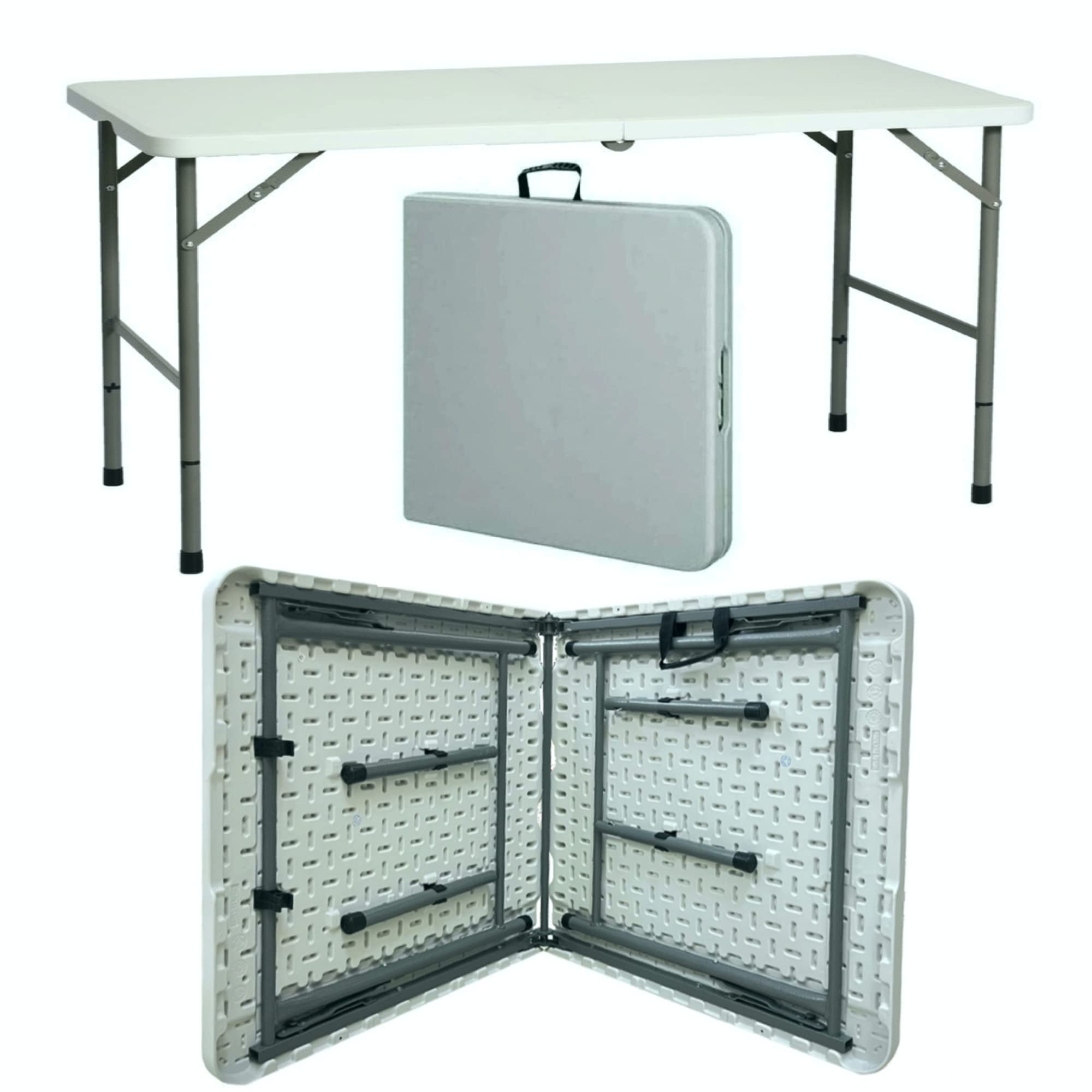 HEXARHeavy Duty Multipurpose Folding Table Portable Folding Table Picnic Dining table Ideal for Indoor and Outdoor Events Light and Durable Convenient Carry Handle (L122 x W60 x H74 CM)