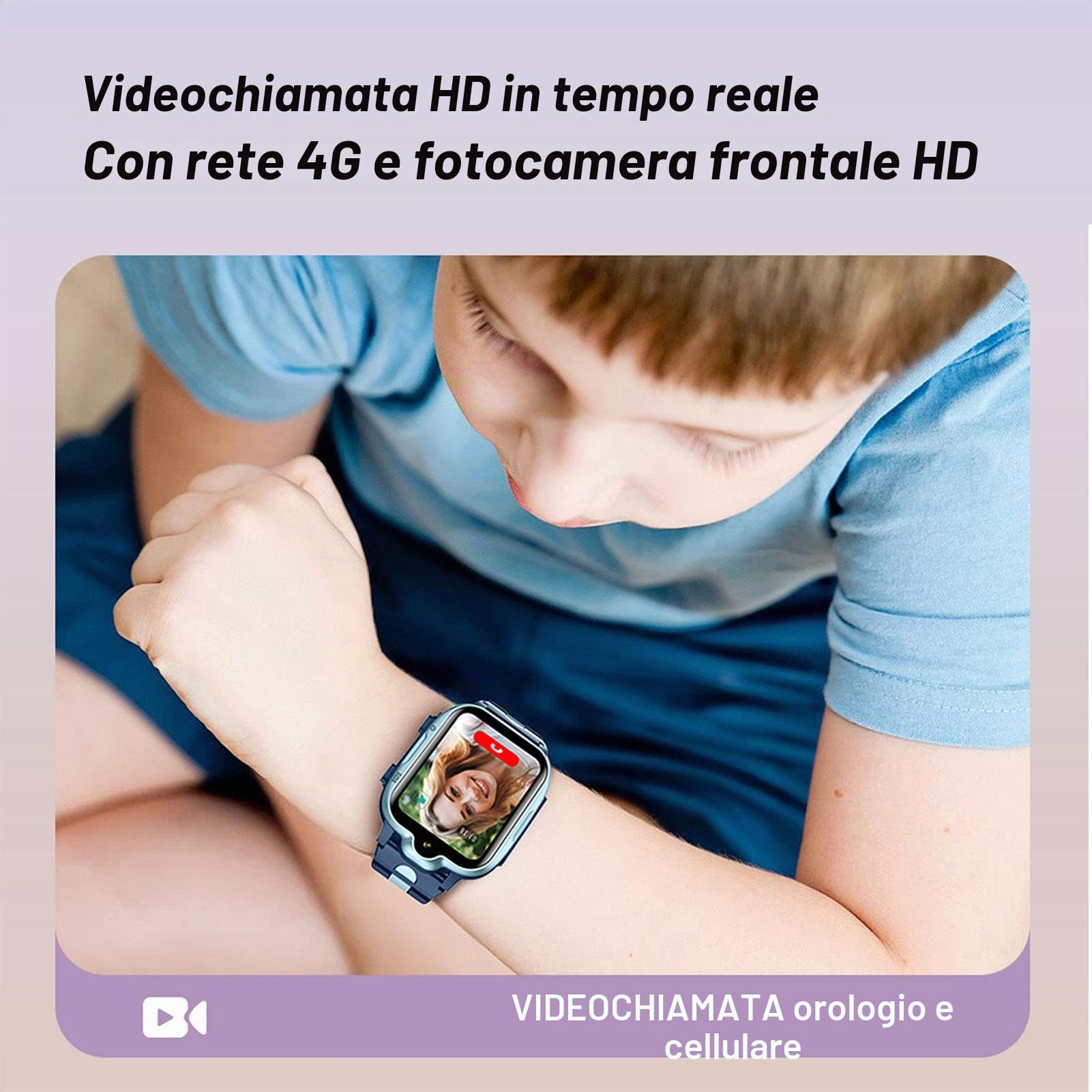 4G Orologio Intelligente Telefono per Ragazzi e Ragazze, Posizione GPS Video Chiamata Smartwatch Impermeabile IP67 con Touch Screen Bambini Che Imparano a Guardare il Telefono (Blu)