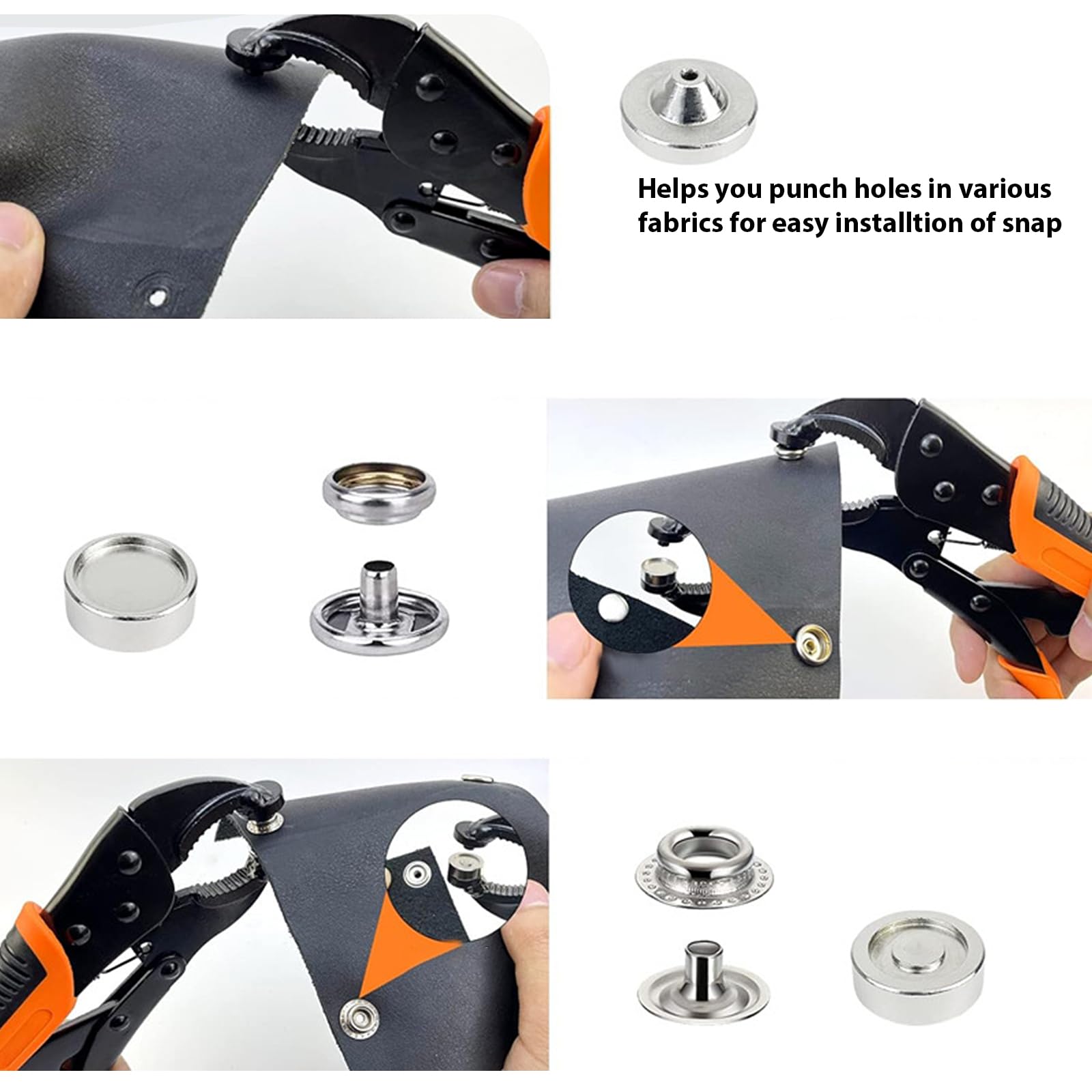 Juego de alicates para ojales, alicates profesionales con 300 ojales (10 mm de diámetro), perforador magnético de acero al carbono, alicates para ojales para lonas y tejidos, adecuado para cuero,