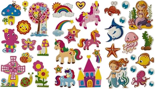 3D Foam Stickers Set - Unicorns, Mermaids, and Summer Fun