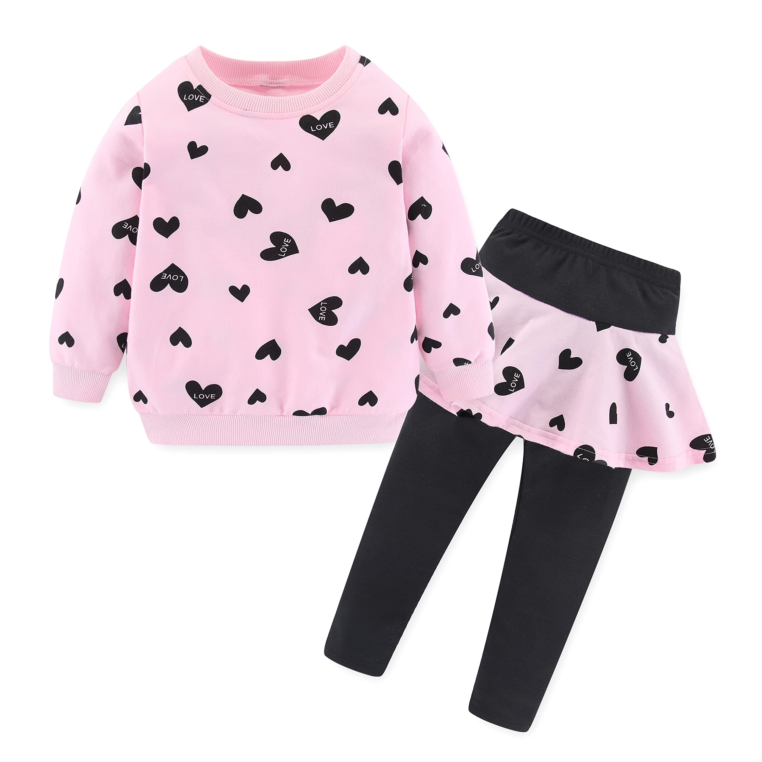 Niedliches Kleidungsset für Kleinkinder, Babys, Mädchen, langärmeliges T-Shirt und Hose