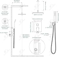 Vista 7 de SunCleanse Sistema de ducha de lluvia de bronce aceitado, juego completo de grifo de ducha con cabezal de ducha de lluvia de 12 pulgadas cuadradas