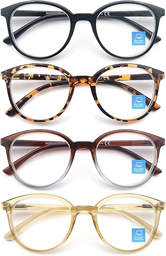 MODFANS Anteojos de lectura para mujer, bloqueo de luz azul, 2.5, bisagras de resorte, antirreflejos, antirreflejos, marco redondo grande, lentes de