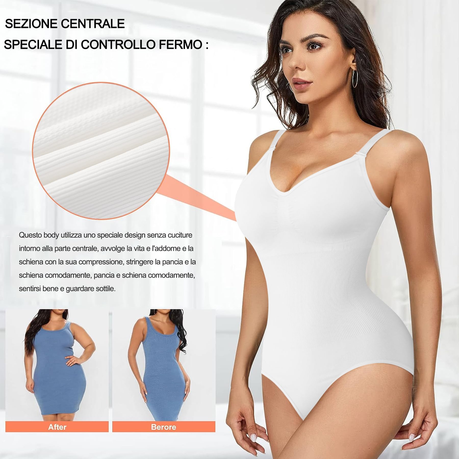 Gotoly Body Modellante Donna Shapewear Body Contenitivo Modellante Spallino Regolabile Intimo Snellente Shaper Pancia Piatta Dimagrante Shaping Bodysuit Bustier Seamless Fajas