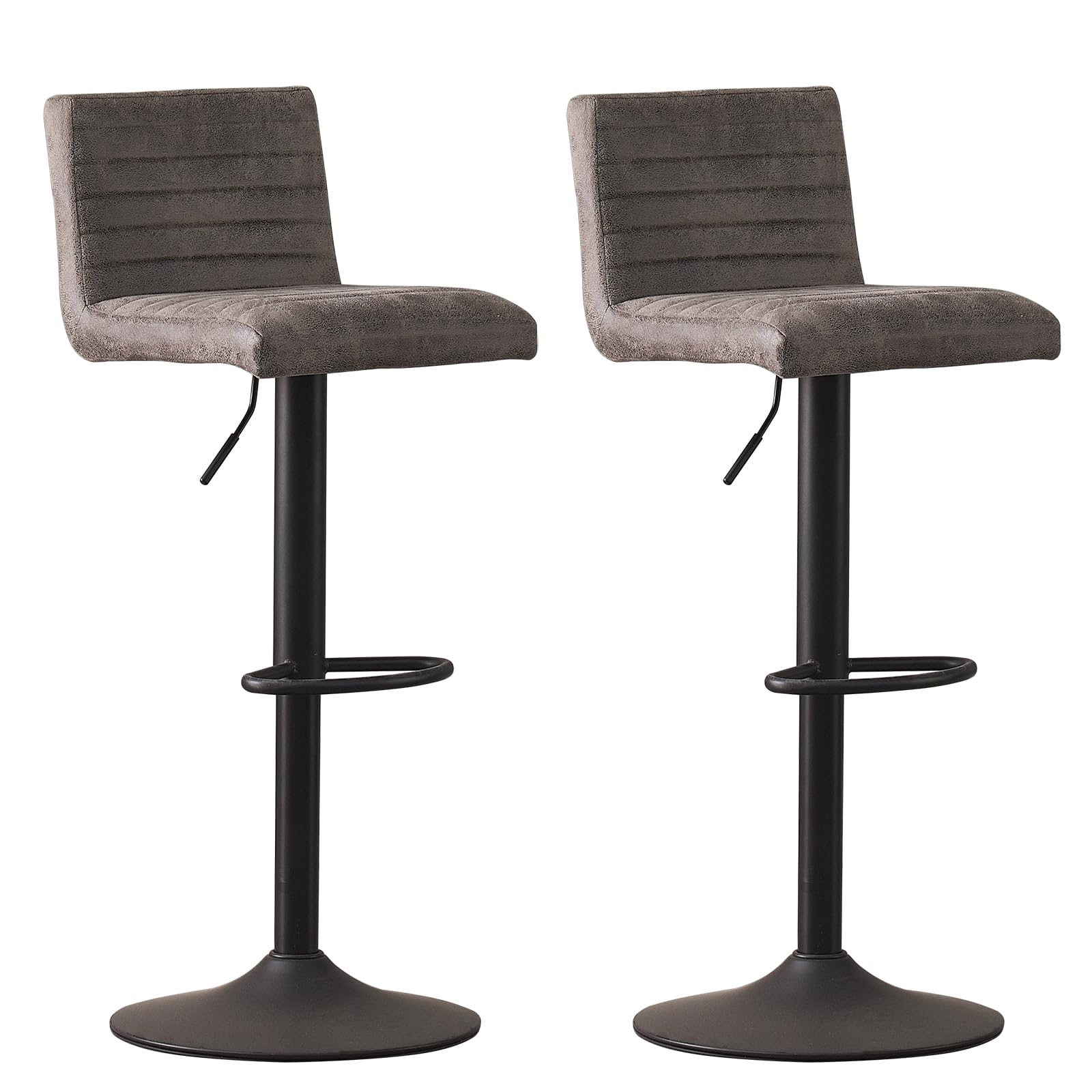 Tabourets de bar gris lot de 2 réglables et pivotants faciles à nettoyer pour espace bistrot